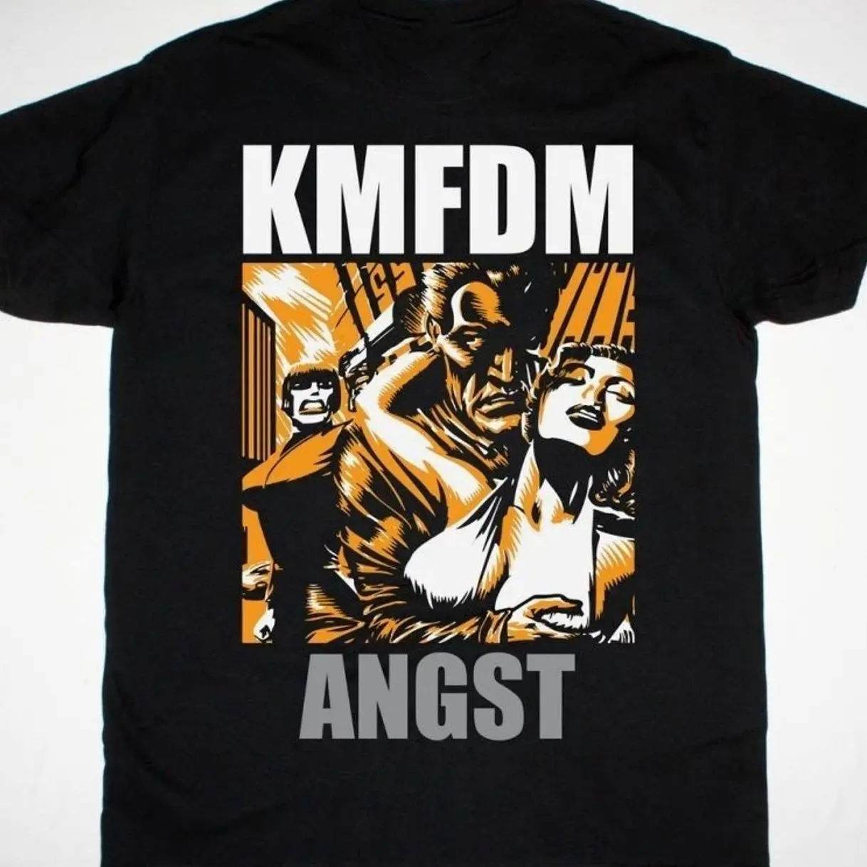 Vtg KMFDM Band Angst Cotton Black All Size Unisex Shirt BT805 Q