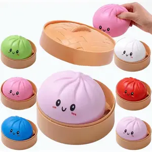 Stress Relief Squishy Dumpling Toy 3.15” (Random Color) - Includes Dumplin Storage - Squeeze Toy