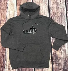 River Rags Clothing Co SALTY Hoodie Charcoal Unisex Regular Fit Soft Breathable Everyday Wear Comfort Warmth 80/10/10 Cotton/Polyester/Recycled Polyester