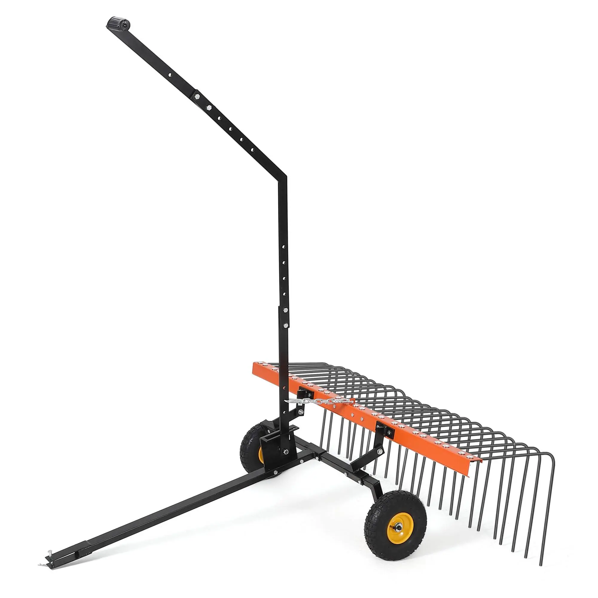Garvee 60'' Tow-Behind Lawn Dethatcher Rake – 24 Spring Steel Tines – Heavy-Duty Garden Tractor Attachment – Compatible with ATV/Mower/3-Point Systems