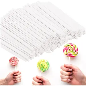 6-Inch White Paper Cake Pop Sticks - Premium 100 Pack Perfect for Lollipops, Cookies, Chocolate Cake Toppers Versatile Baking & Crafting Accessory