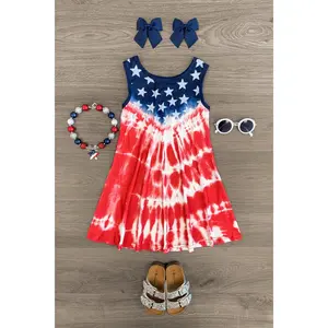 Red White & Blue Tie Dye Tank Dress
