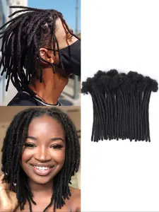 Dreadlock Extension Permanent Human Hair Handmade Crochet Locs 10 Strands/Bundle for Daily Hip-Hop Styles