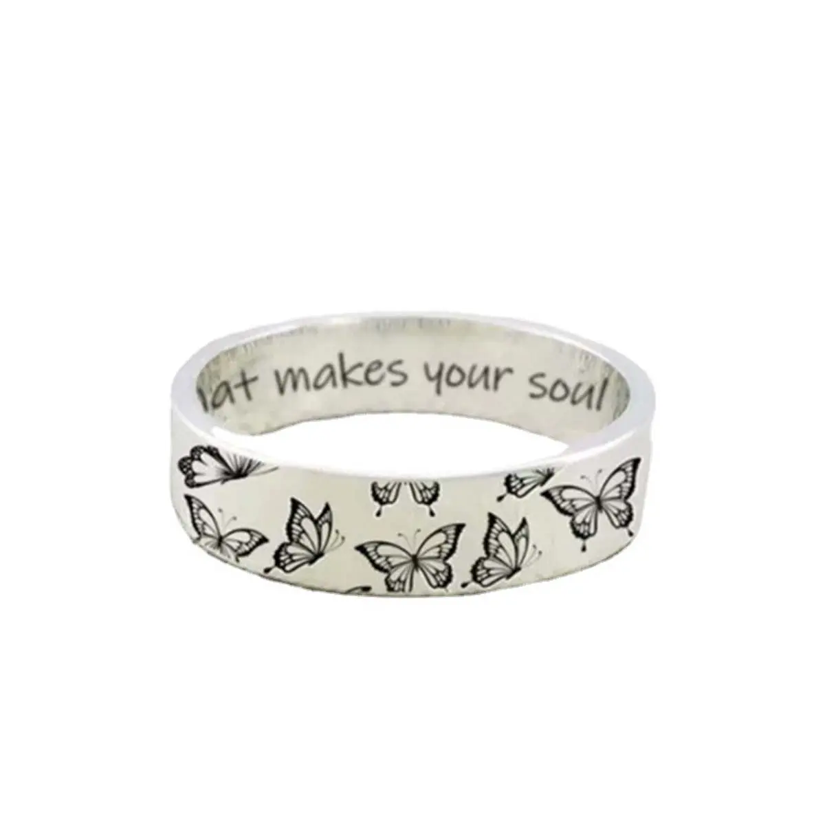 Personalized retro carved butterfly ring fashion punk trend simple old niche jewelry