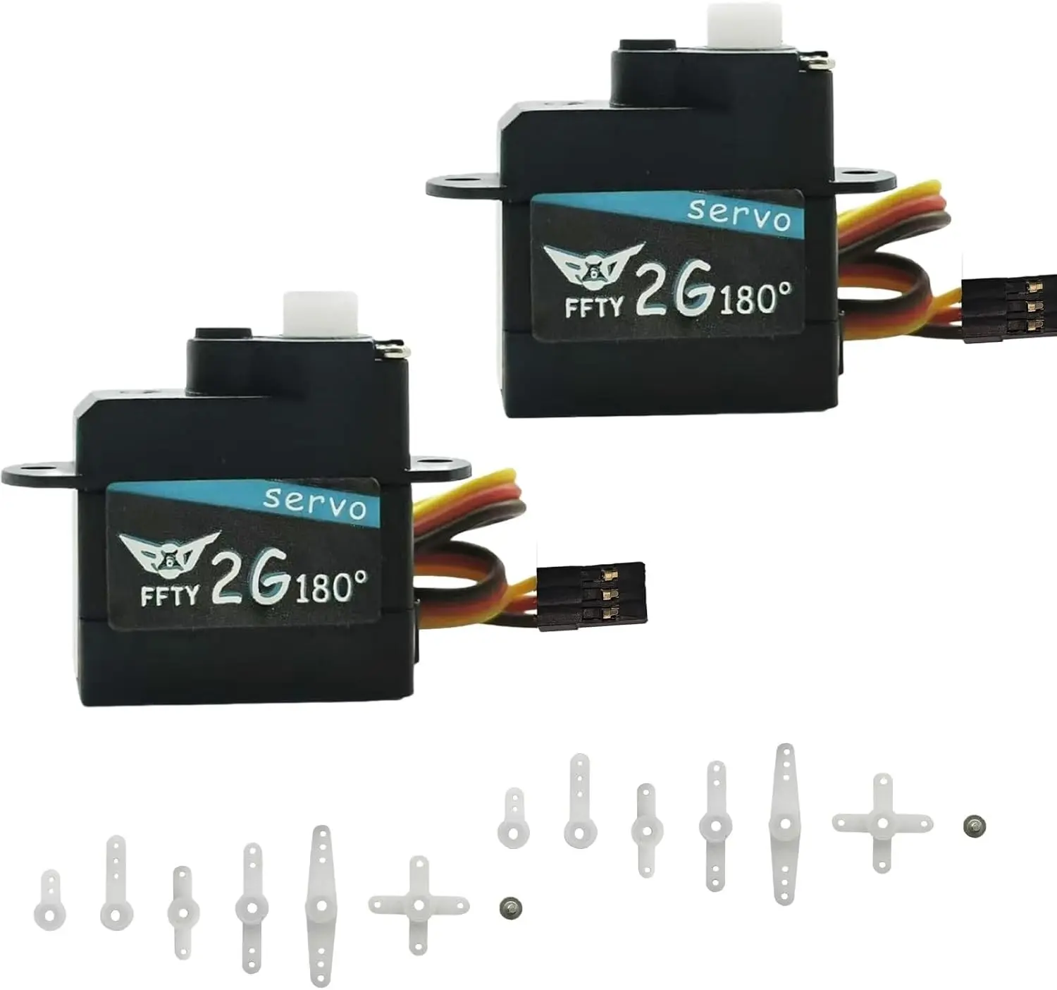 2PCS 2G Plastic Gear Mini Servo, 3.7-5V RC Micro Digital Servos Kit for RC Helicopter Airplane Car Boat & Robot Parts (JR Connector)