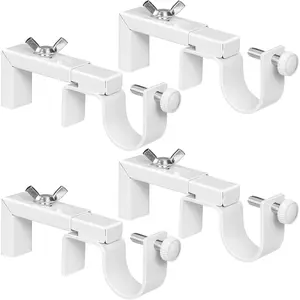 4 Pack Adjustable No Drill Curtain Rod Bracket Attachment, Fits 1.3-2 Inches Wide Track, for Outside Externally Mounted Blinds Drapery Rods