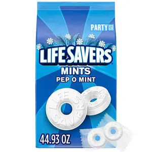 LIFE SAVERS Pep-O-Mint Peppermint Hard Candy Individually Wrapped, Party Size Bulk Hard Candy, 2.8 LB Bag