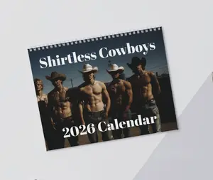 Shirtless Cowboys Wall Calendars 2026 Gift for Her / Him - Gag Gift Secret Santa, White Elephant, Yankee Gift 69695 wall  calendar