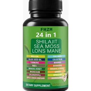 Soursop Capsules with 24-in-1 Herbal Blend - Includes Graviola, Shilajit, Sea Moss, Lions Mane, Turmeric, Ashwagandha, Ginger, Manuka Honey - Vegan, Non-GMO Dietary Supplement - 60 Capsules (01)