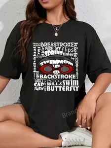 100% Cotton Swim Mom Swimmer Funny Swimming Sport Goggles Practice Team T-Shirt