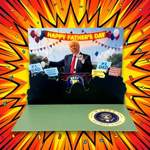 Funny Talking Pop Up Fathers Day Card with Lights & Sound, Plays Heartfelt Voice Message, 3D Pop-Up Scene with Podium & Cheering Crowd, Funny Novelty Father's Day Card from Son, Daughter, or Wife