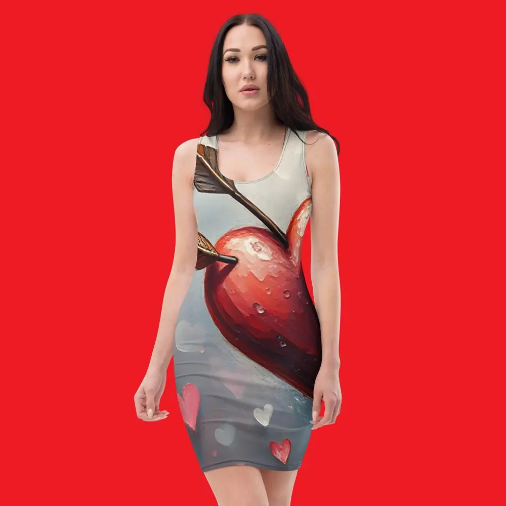 Custom Valentine Bodycon Dress - Casual Yarn Design with Statement Pattern, Comfortable Fit, and Versatile Style for Women