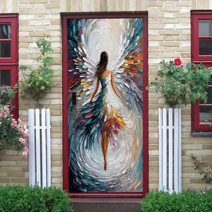2 Angel Wings Art Wall Stickers Nordic Ins Style Living Room Entrance Decoration Self Adhesive Removable Waterproof PVC Feather Design Bedroom Wall Decorative Stickers