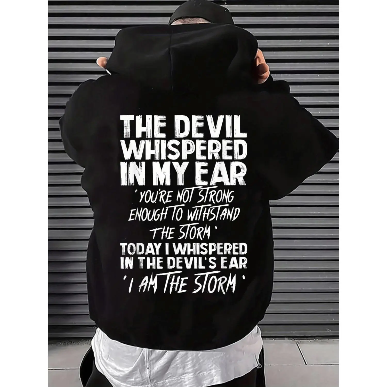 Devil Storm Hoodie Mens Casual Hoodie with Devil Storm Graphic and Motivational Lettering Long Sleeve Pullover Warm Suitable for All Seasons Loose Fit Plus Sizes Machine Washable