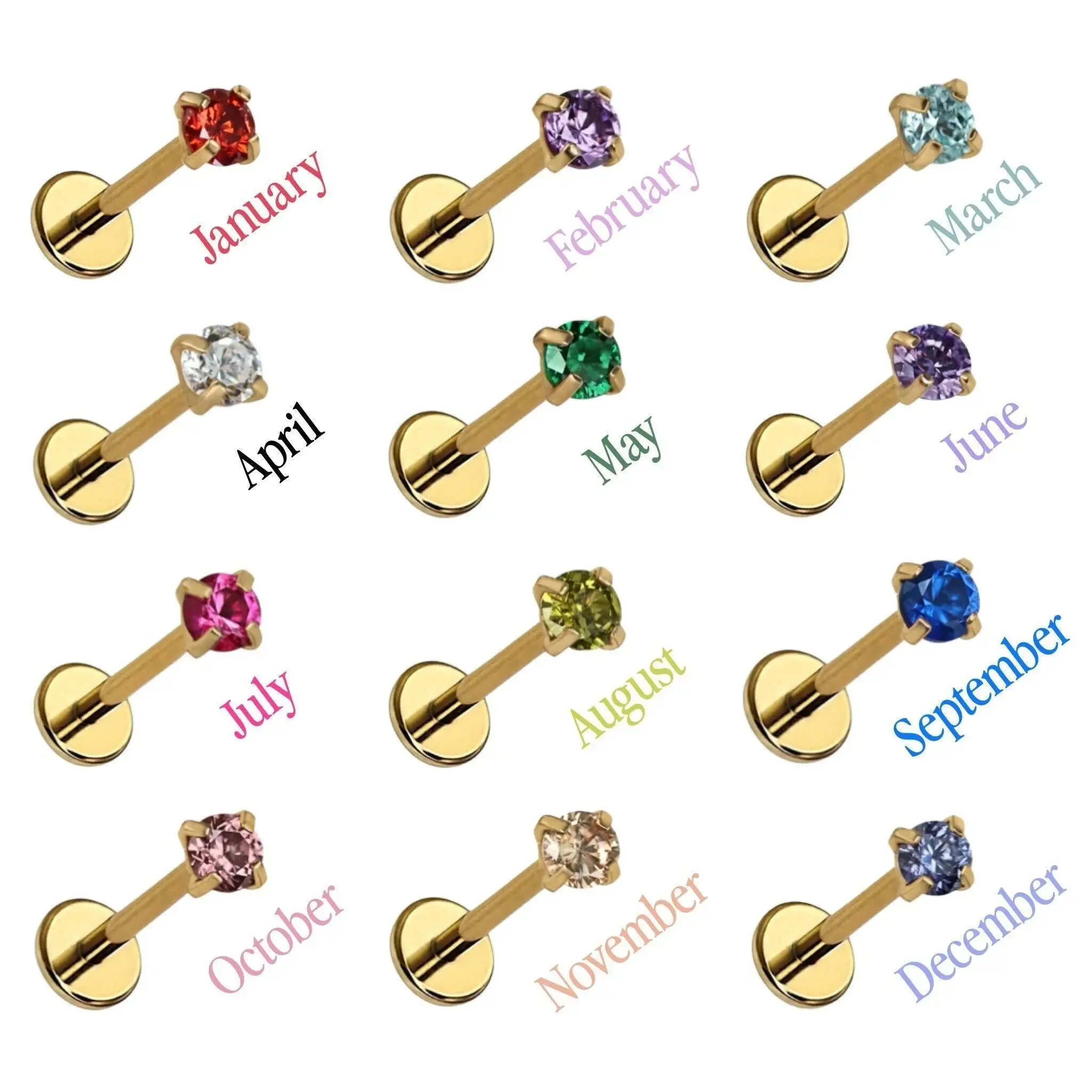 Micro Birthstone Flat Back Stud