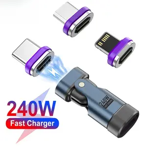 240W Type C Adapter USB-C to Type-C Fast Charging Cable Magnetic USB C Female Converter for Macbook iPhone 16 15 Xiaomi