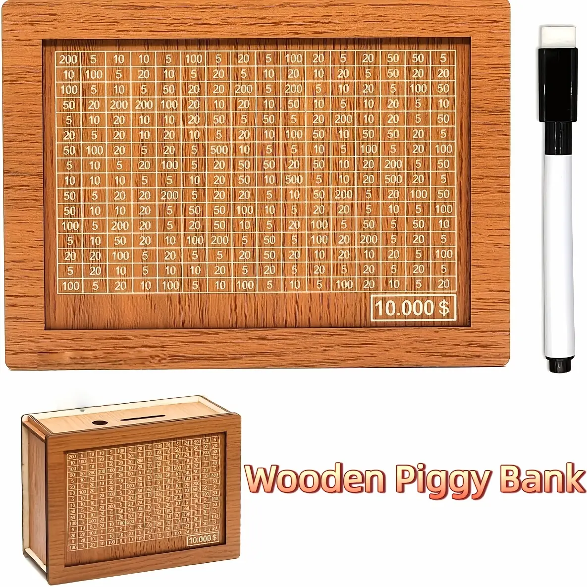 Wooden Money Box with Money And Numbers with Counter Crafts Portable Storage Case Money Saving Box for Adults