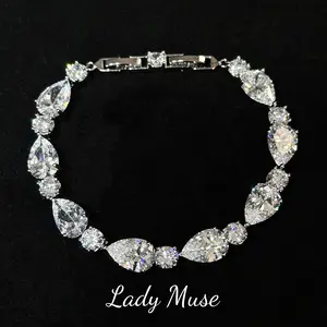 stunning diamond color lab-created gem bracelet# shining and sparkling, elegant style/match with any outfit, never goes out of style/perfect for gift