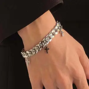 Simple twisted cross pendant bracelet Cuban fashion street style men and women daily accessories
