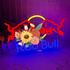 Red Bull Drink Neon Sign Dimmable Led Pepper Light for Wall Decor, Soda Decor Neon Signs for Business Man Cave, Bar, Shop, Bedroom, Pepper Gifts for Christmas, Birthday