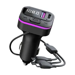 4 in 1 Car Charger with 3 Expansion Cables and Wireless Music Adapter for High-Quality Charging Experience Springtok