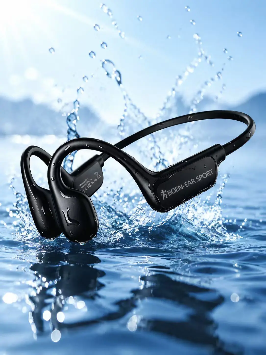 Open Ear Bone Conduction Headphones, Wireless Bluetooth Headphones with Enc Mic, 12H Playtime, IPX6 Waterproof, Secure & Comfort Fit for Workout & Sports