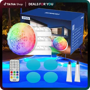 SANSI RGB Pool Lights PLUS with Strong Magnetic Mount – RF Remote & Timer, Battery Operated, Waterproof with Flash/Fade/Smooth Modes – Ideal Pool Accessories & Above Ground Pool Must Haves for Pools, Showers, Outdoors – Garden DealsForYouDays