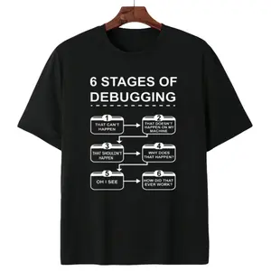 Programming Debugging Process Tee – 6 Stages Computer Science T-Shirt