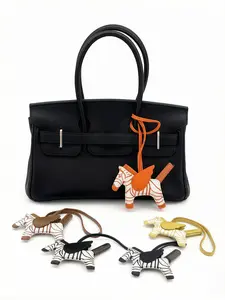 Zebra Handmade Small Flying Horse Bag Charm, Imported Sheepskin Hand-Stitched High-End Mini Horse Pendant, Elegant Accessory for Bags