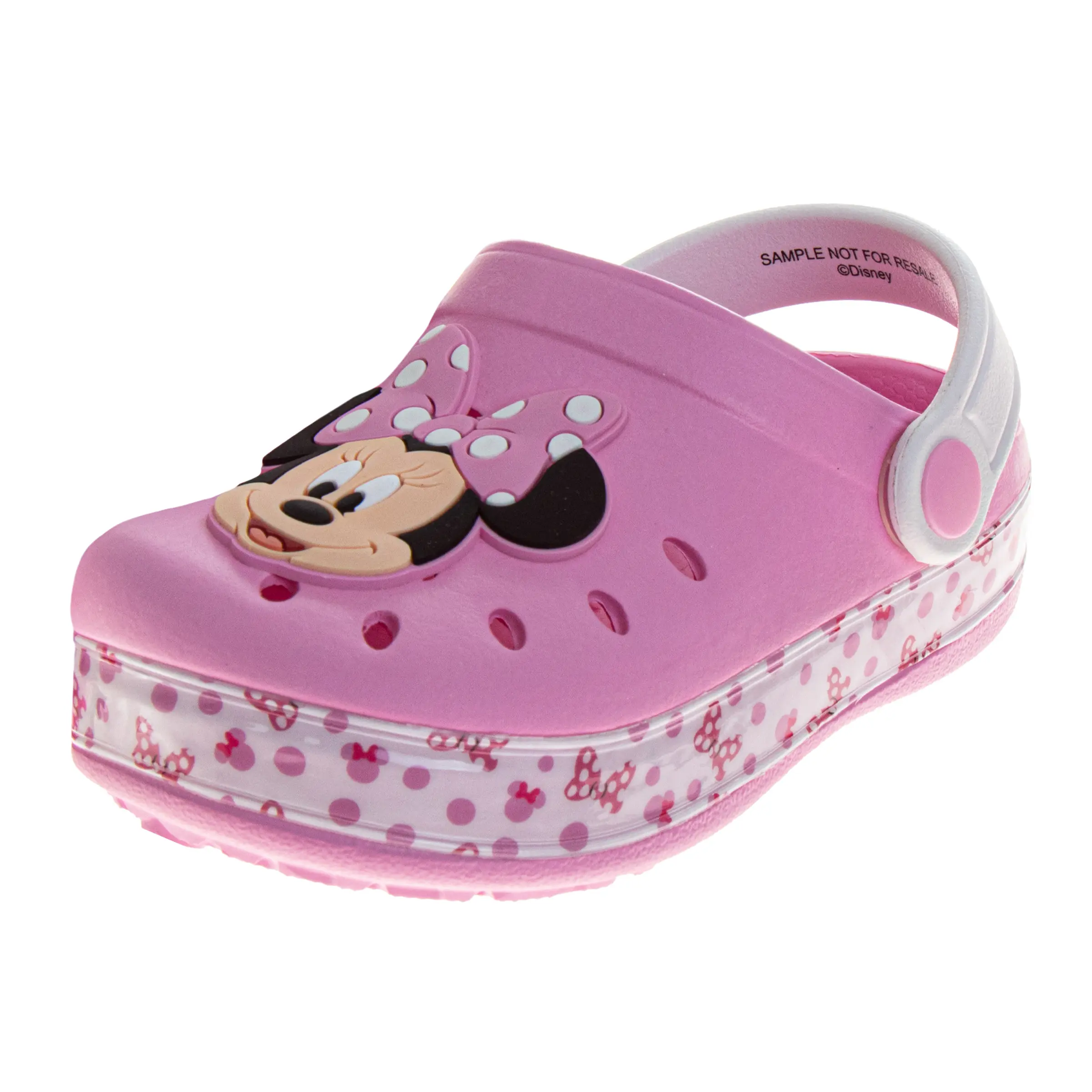 JOSMO KIDS Toddler Girls' Cute Cartoon Slides Minnie Mouse Slip-On Clogs with 3D Applique, Supportive Back Strap, Slip-Resistant Sole