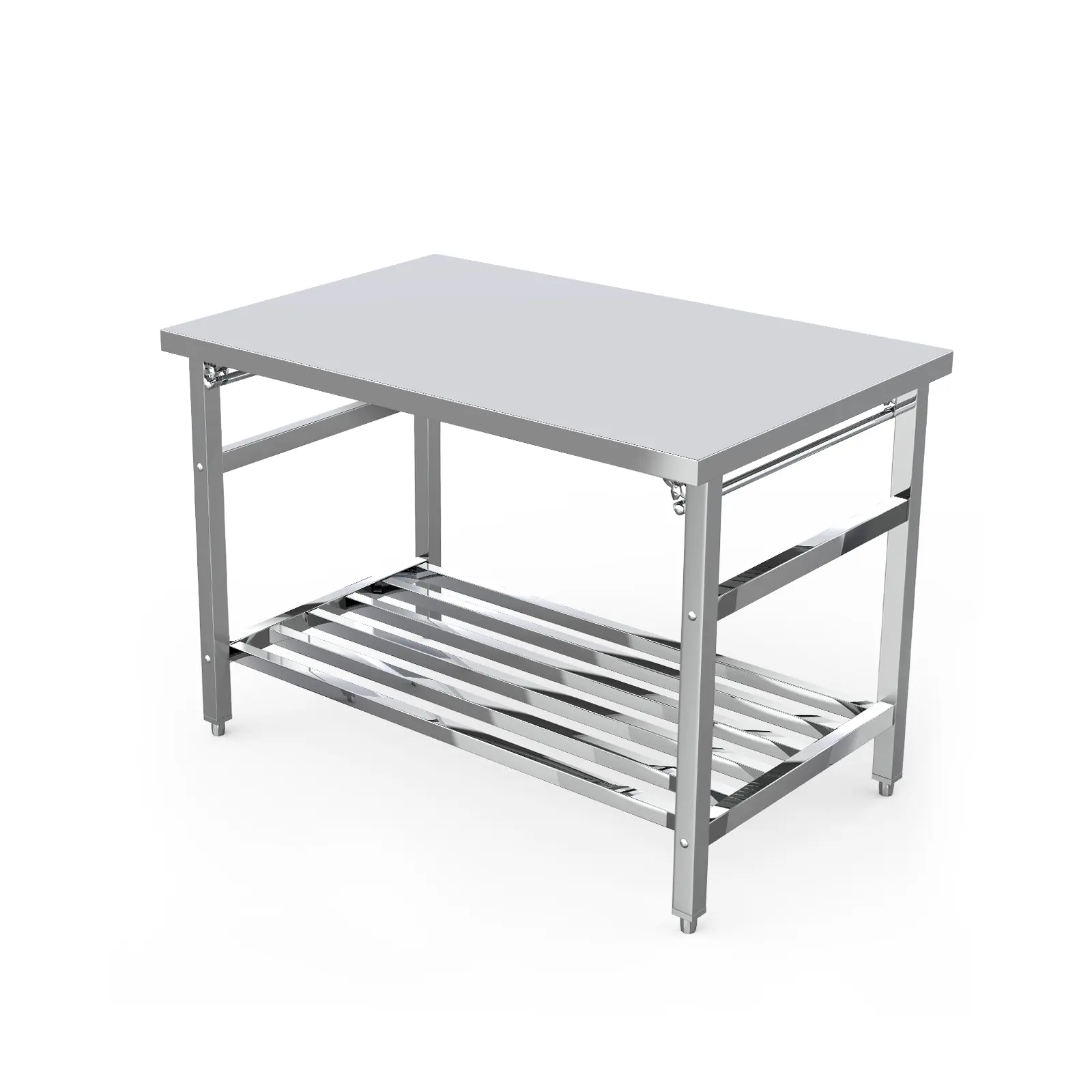 Heavy Duty NSF Stainless Steel Folding Work Table, 48x30 Inch - Adjustable Undershelf - Galvanized Legs - Space-Saving Commercial Prep Table for Restaurant, Kitchen, Outdoor, Hotel