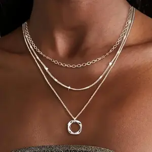 Silver Layered Necklaces for Women Trendy, Dainty 925 Sterling Silver Chain Necklace Stack for Women Layering Circle Pendant Choker Necklaces Set Non Tarnish Jewelry Gifts for Teens,Parties,Vacation,and Gifts