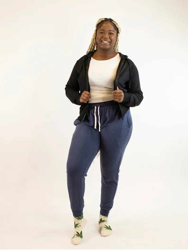 Cotton Joggers - Women's Hemp Organic Cotton Jersey Joggers -Hemp Clothing - Blue or Black