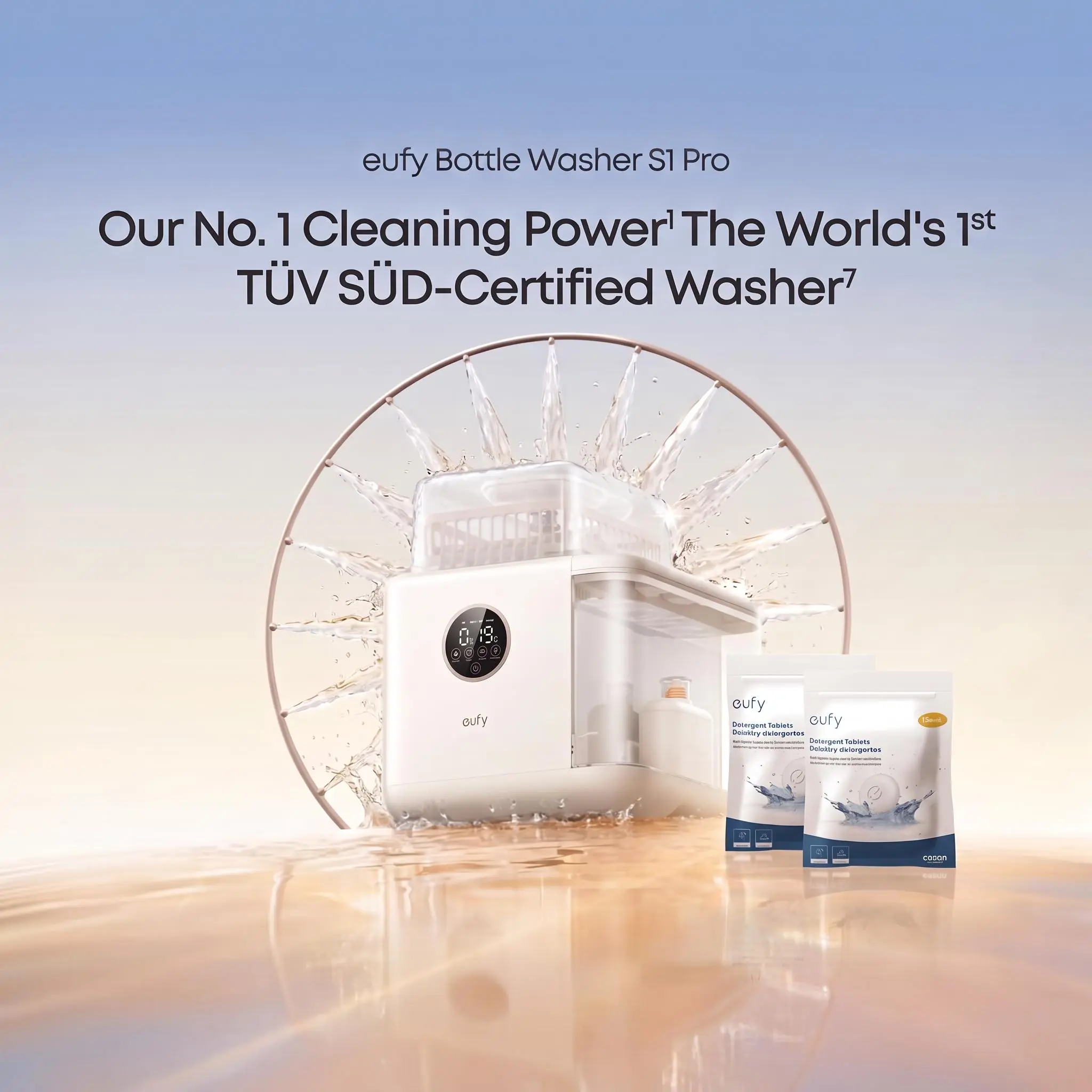 eufy Baby Bottle Washer S1 Pro & S1 - Built-in Water Softener, 3D HydroBlast Washer, 212°F Steam Sterilizer, Fast Dryer, 10-Bottle Capacity, Smart App Control, Hands-Free, FSA-HSA Eligible, 360-Degree Clean, 0-3 Months Use, 72-Hour Temperature Retention.,