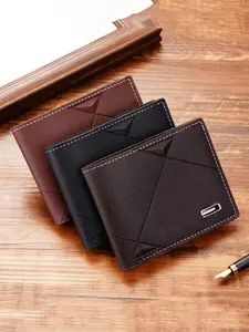 Classic PU Leather Men's Ultra-Thin Wallet, Business Wallets, Casual Bifold Design, Compact Business & Leisure, Cash/card Holder, Durable Texture
