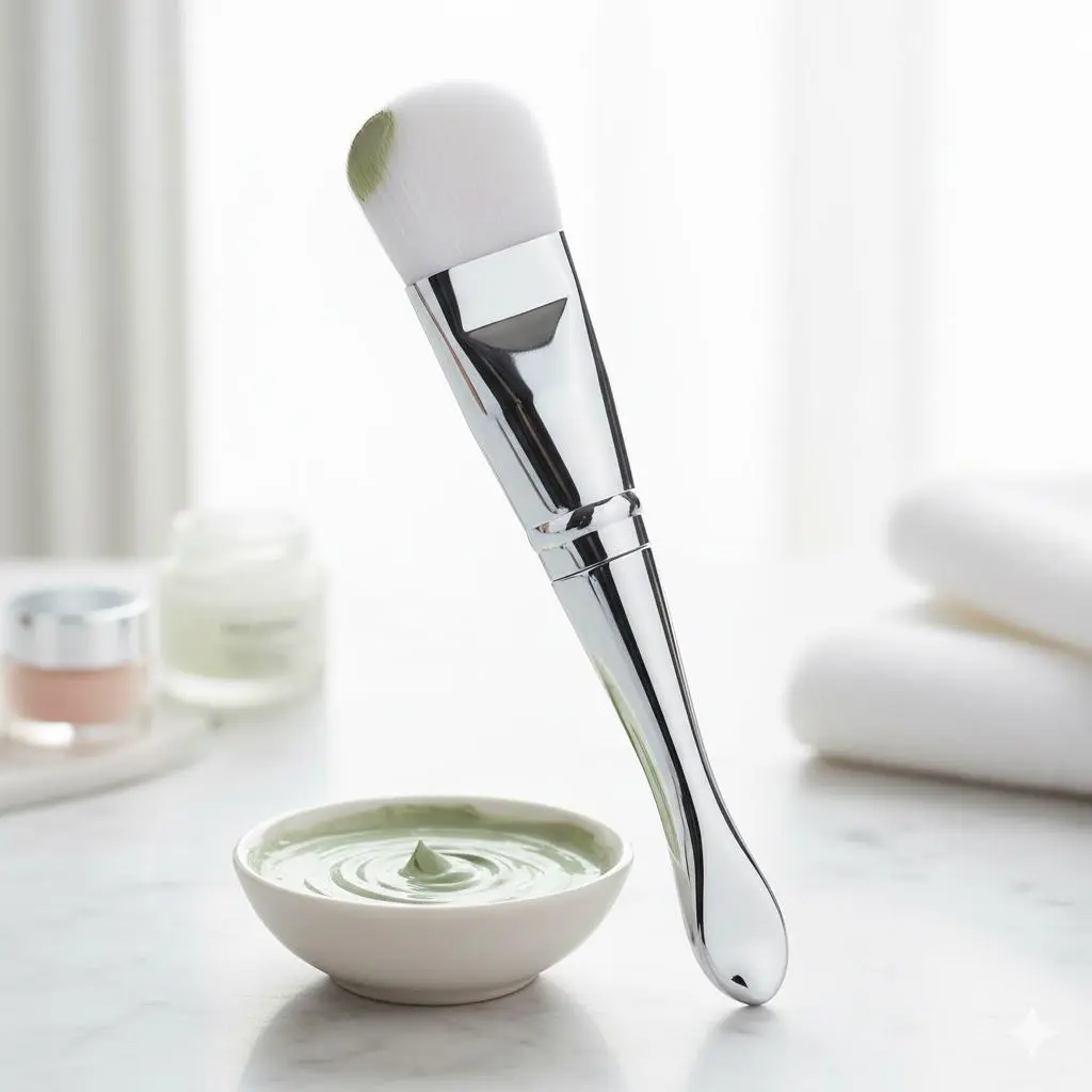 Dual-Ended Silicone Face Mask Brush & Scoop Set, Ergonomic Grip, Flexible Wide Head for Precise Application, Reusable Waterproof Makeup Tools, Cream Spatula with Partition Design for Skincare