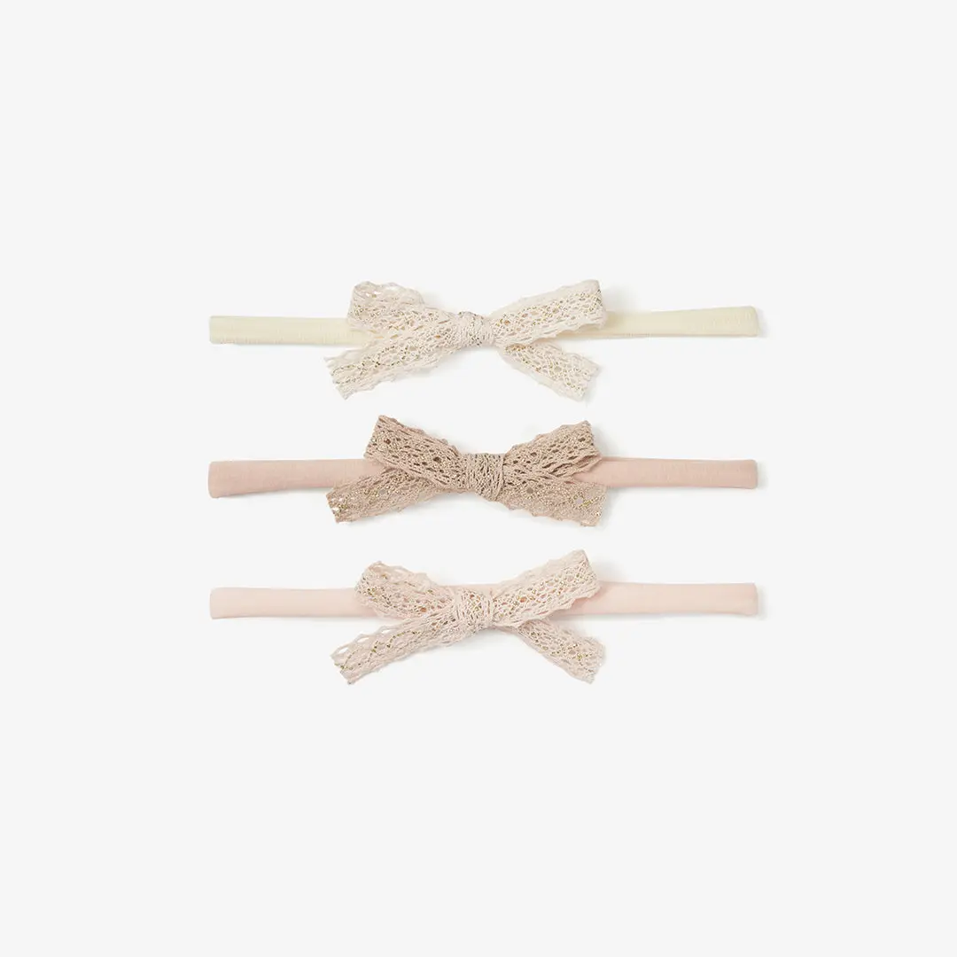 Sparkle Lace Bow Headband 3Pk