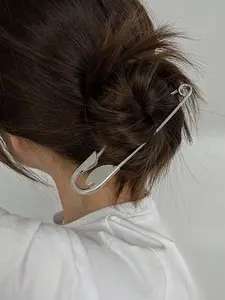 Metal Safety Pin Hair Clip, Casual Versatile Hair Accessory for Women & Girls, Minimalist Hair Clip Suitable for Thick Hair