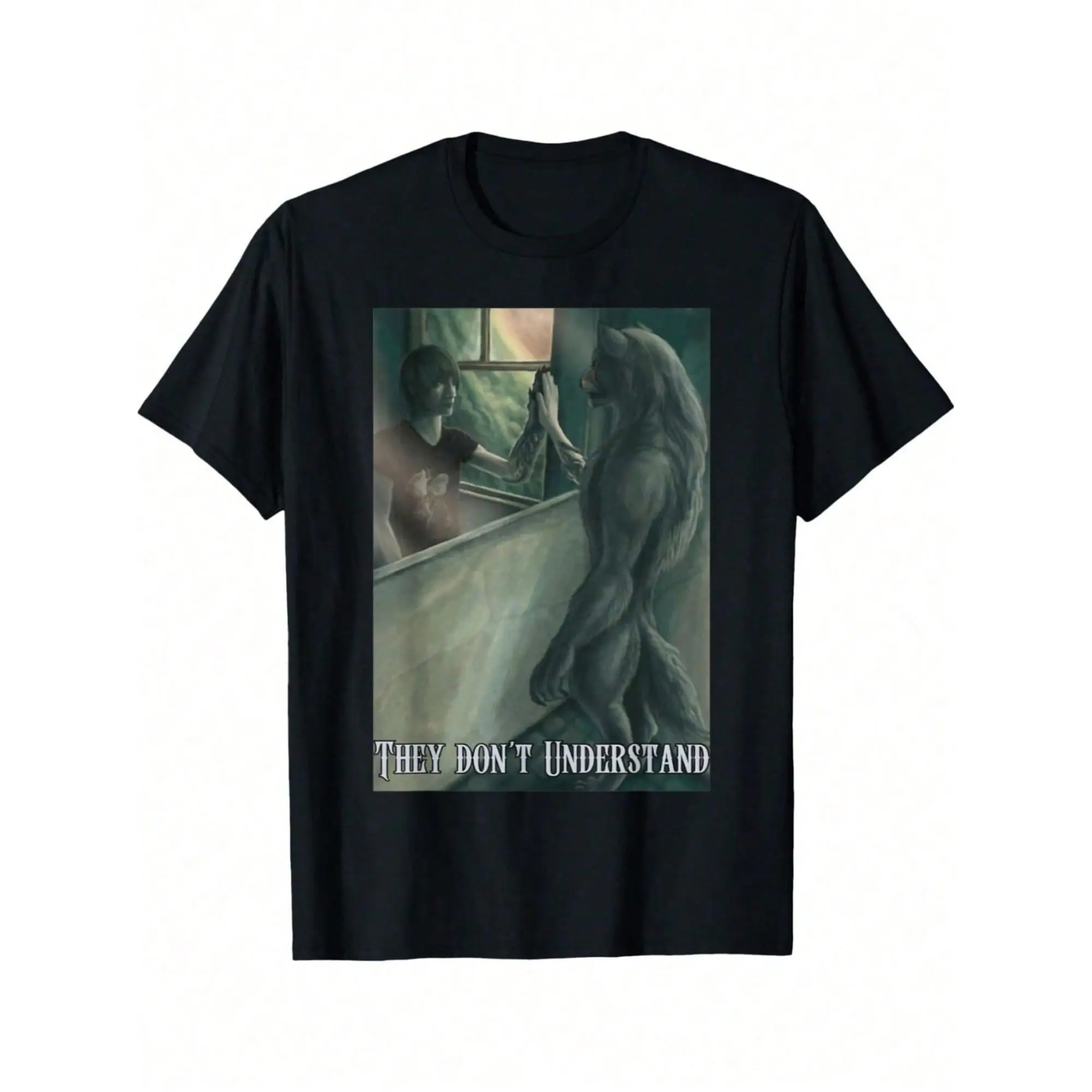 [100% Cotton] Men's Casual Short-Sleeve Round Neck Graphic T-Shirt Top - Alpha Wolf Print, Soft Hem, Comfortable, Cool - Ideal for Outdoor Activities, Relaxed Days - Golf Gift for Men, Tshirt, Shortsleeve, Menswear, Fabric