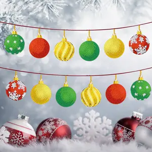 12-Piece Christmas Tree Ornaments, Christmas Decorations, 5D Diamond Painting Pendants, Suitable for Christmas Scene Setting, Christmas Tree Decoration, DIY Gifts for Family, Friends, Loved Ones