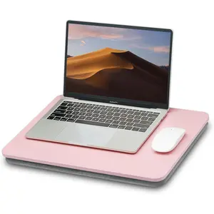 Portable Lap Laptop Desk with Pillow Cushion, Fits up to 15.6 inch Laptop, Lap Stand for Bed & Couch & Carpet, Book Tablet/Drawing Board/Computer Laptop Stand - Pink