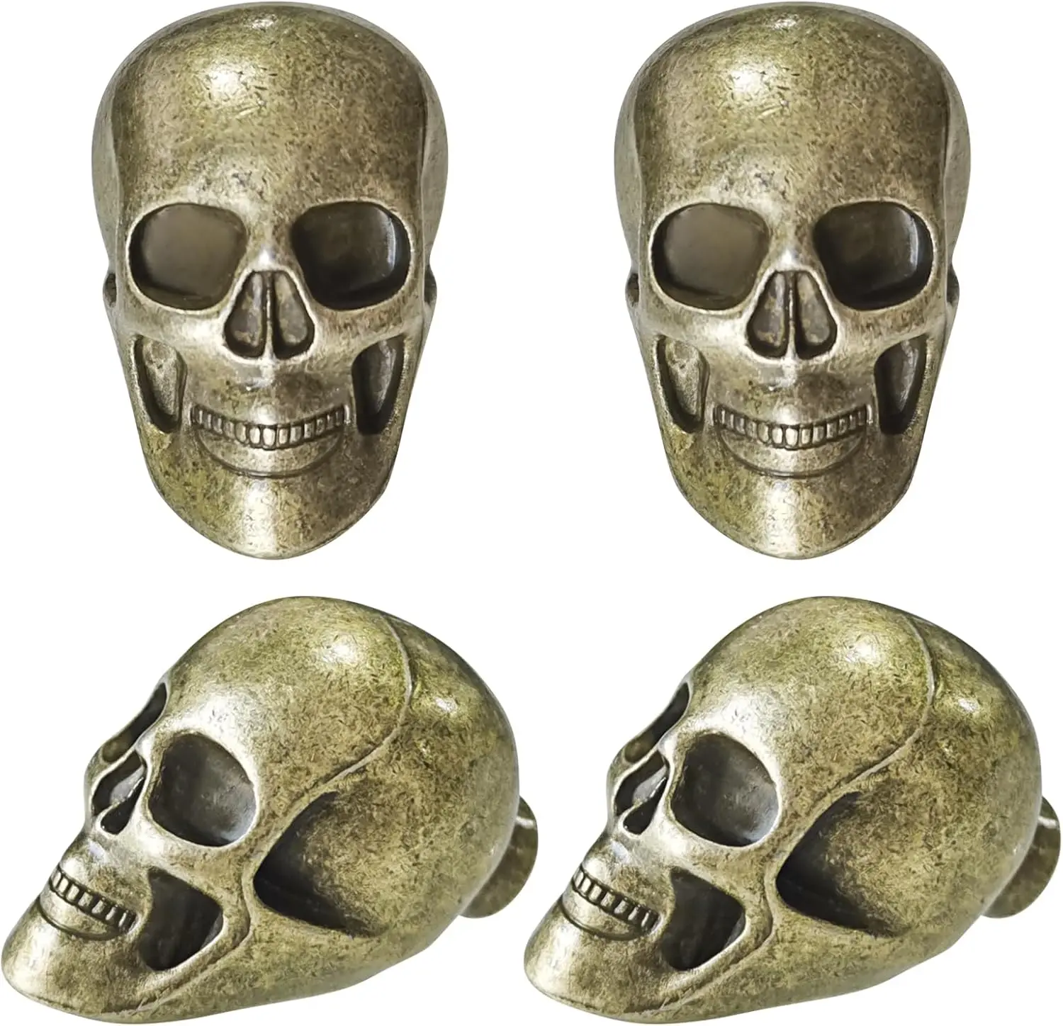 Skull Cabinet Knob,4  Furniture Cabinet Handle for Kitchen Dresser Cupboard Wardrobe with Screws (Bronze)