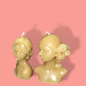 Romantic, Cameo, Silhouette  Beeswax Candles Decor Flower Set Decorative Hand Pillar Wick Ornaments Smokless  Birthday Gift Gift