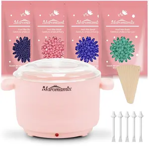 Waxing Kit - Silicone Wax Warmer for Hair Removal with 4 Packs of Hard Wax Beads, Portable Electric Silicone Wax Machine for Full Body Face Eyebrows Bikini Brazilian at Home for Women Men