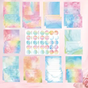 160 Pcs Set Double Sided Stationery Writing Papers and Round Dot Sticker, for Writing Letter Poems Invitations Best Wishes