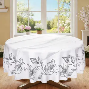 2D Flat Marble Pattern Round Tablecloth, Kitchen Dining Decor, Furniture Protector, Party Decoration, Holiday Gift, Hotel Restaurant Home Use