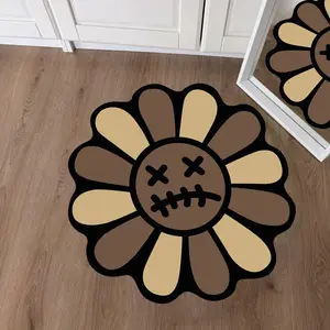 Skull Pattern Floor Mat, Non-slip Floor Carpet, Decorative Area Rug for Home Living Room Bedroom, Home Decor, Floral Shaped Rug, Flower Pattern Rugs, Boho Floral Rug
