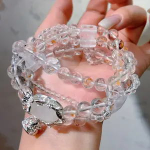 074 Phantom Quartz Hematoid Quartz bracelet high quality Feng Shui bracelet magnetic beads bracelet gift