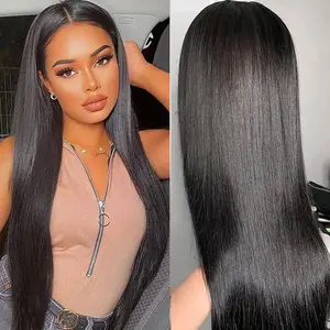 AliPearl Wig Straight 4x7 Lace Closure Wigs Ready Go Straight Human Hair Pre Plucked Pre Cut Glueless Wigs Pre Bleached
