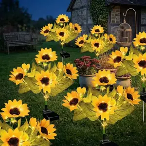 Solar Powered LED Sunflower Garden Lights Set of 2/4/6 Pieces Realistic Nighttime Glow for Yard Lawn Patio Porch Waterproof IP65 Energy Efficient Outdoor Lighting Durable Plastic Flowers All Weather Protection
